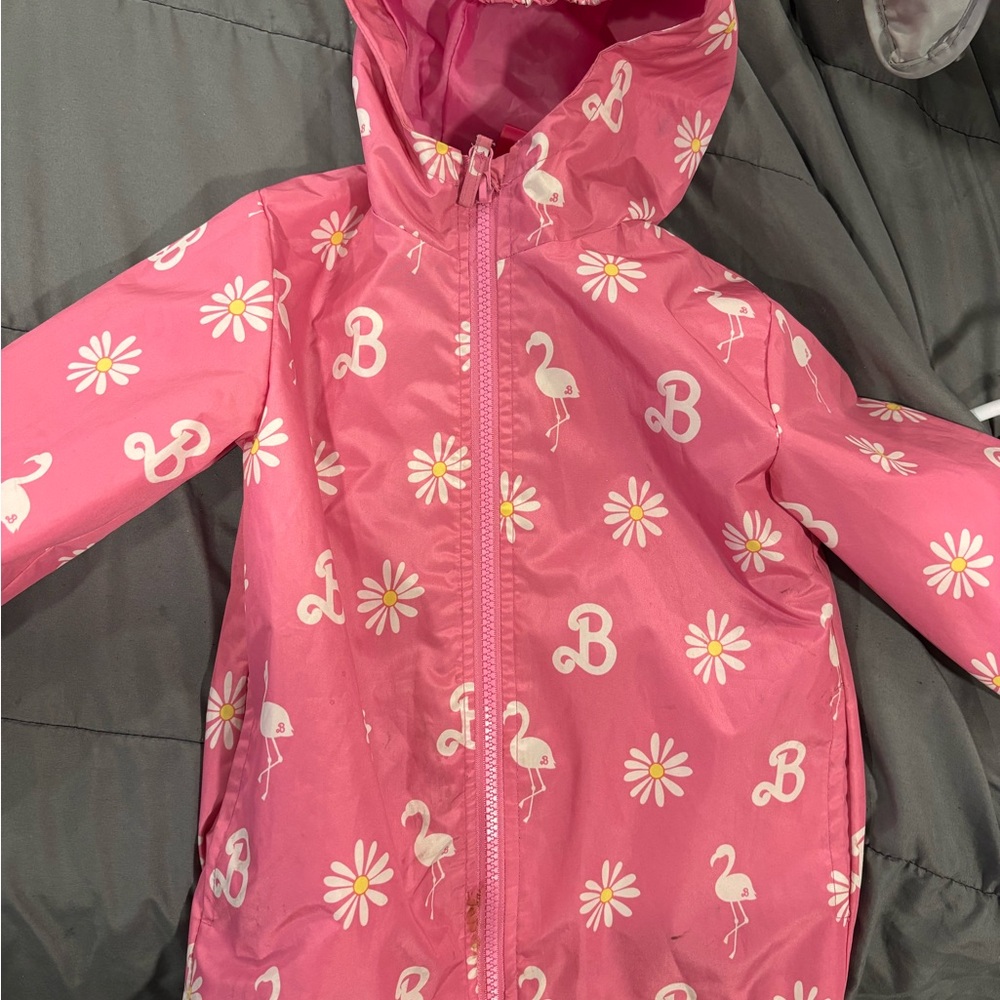 Barbie Pink Floral & Flamingo Hooded Kids Jacket